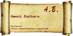 Ament Barbara névjegykártya